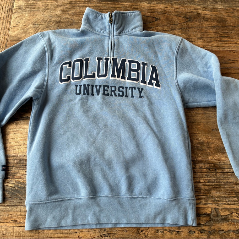 Columbia Jansport Light Blue Quarter-Zip Pullover with Collegiate Print